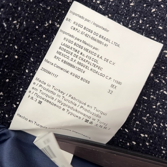 Hugo Boss Klera Tweed Wool Blue Asymmetrical Blazer Coat - Picture 7 of 9